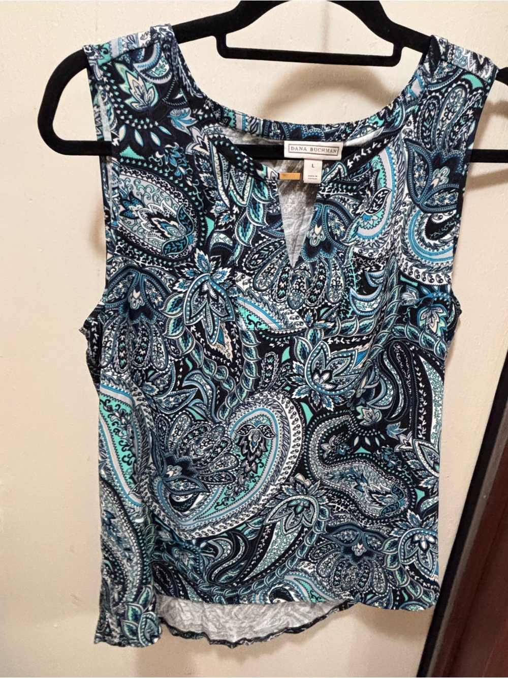 Dana Buchman Teal & Navy Paisley Sleeveless Tank